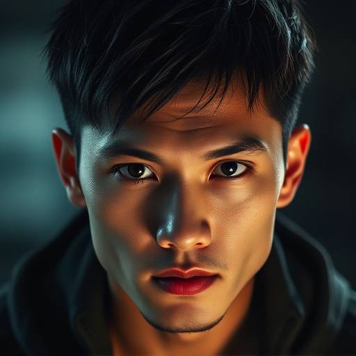 Michael Chen, focused gaze, actor's portrait