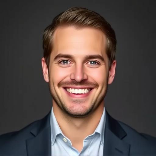 Samuel Davis, professional shot, enthusiastic expression