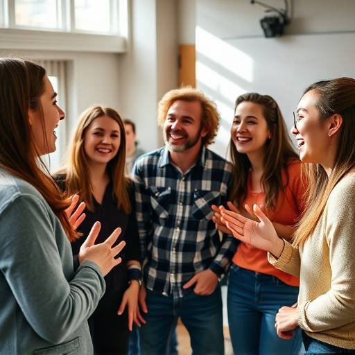 Students engaged in Improv exercises during an Improv Comedy course