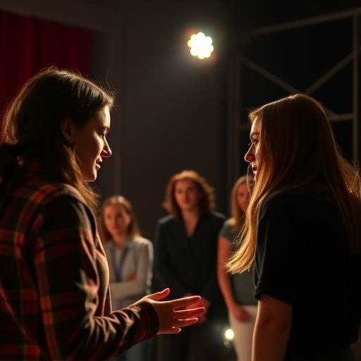Students performing a scene during an Introduction to Acting class